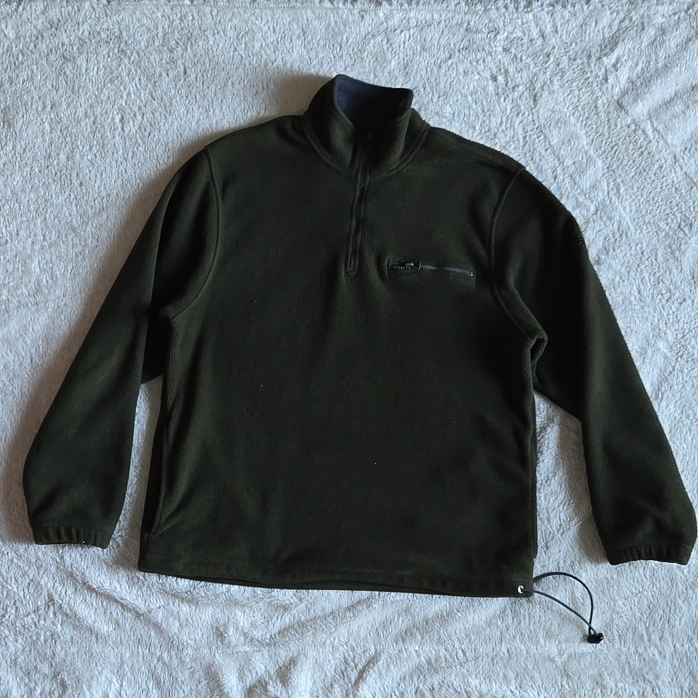 Izod Men's Zip Up Sweater in Dark Olive - Picture 2 of 14